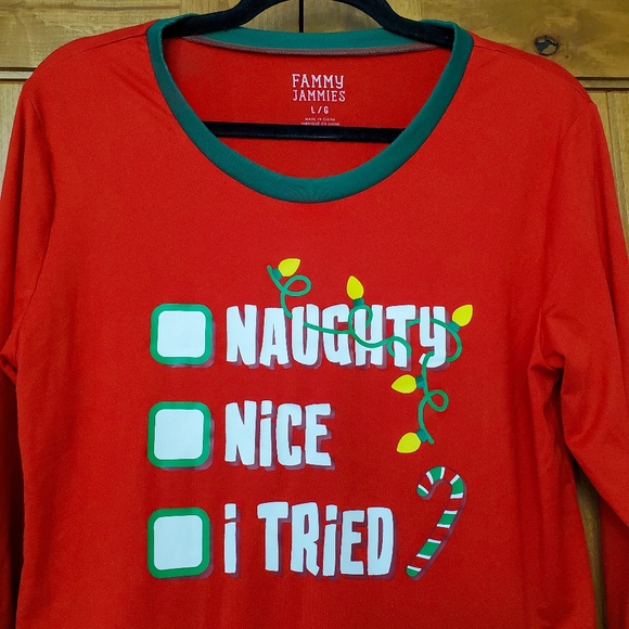 Fammy Jamimes Christmas Themed Pajama Top - Picture 4 of 5